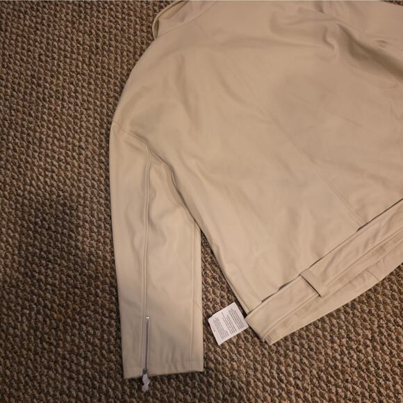 ASOS DESIGN longline oversized faux leather biker jacket in ecru Size 14 - Picture 12 of 15